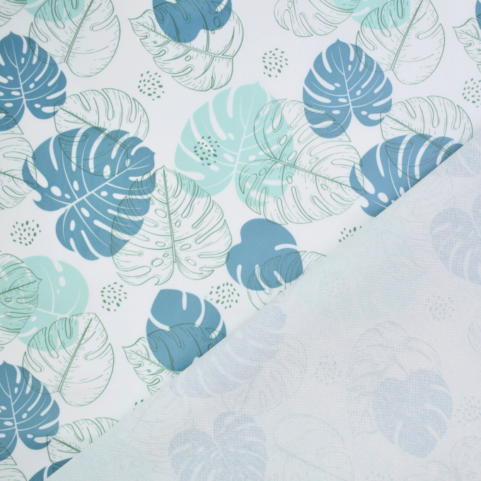 Toile cirée imperméable Plantes Monstera, blanc