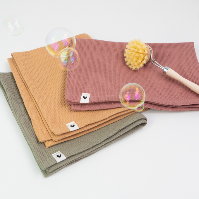 Tissu nid d’abeille gaufré mini, caramel