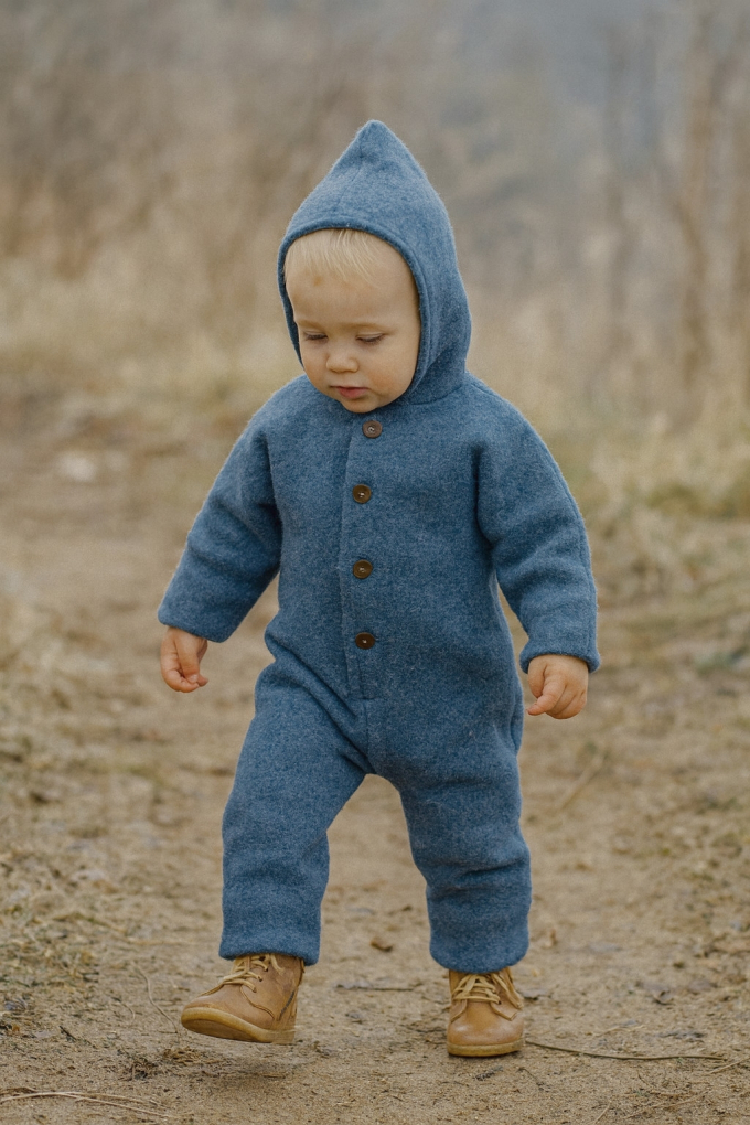 Tissu loden id. laine bouillie, bleu denim