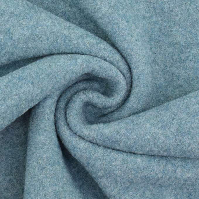 Tissu loden id. laine bouillie, bleu pétrole clair chiné
