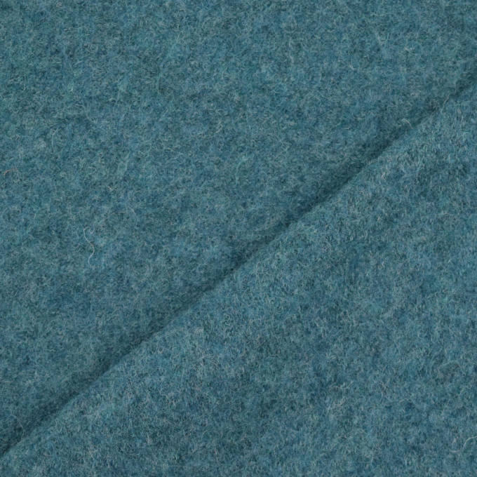 Tissu loden id. laine bouillie, bleu pétrole chiné