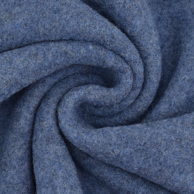 Tissu loden id. laine bouillie, bleu fumée chiné
