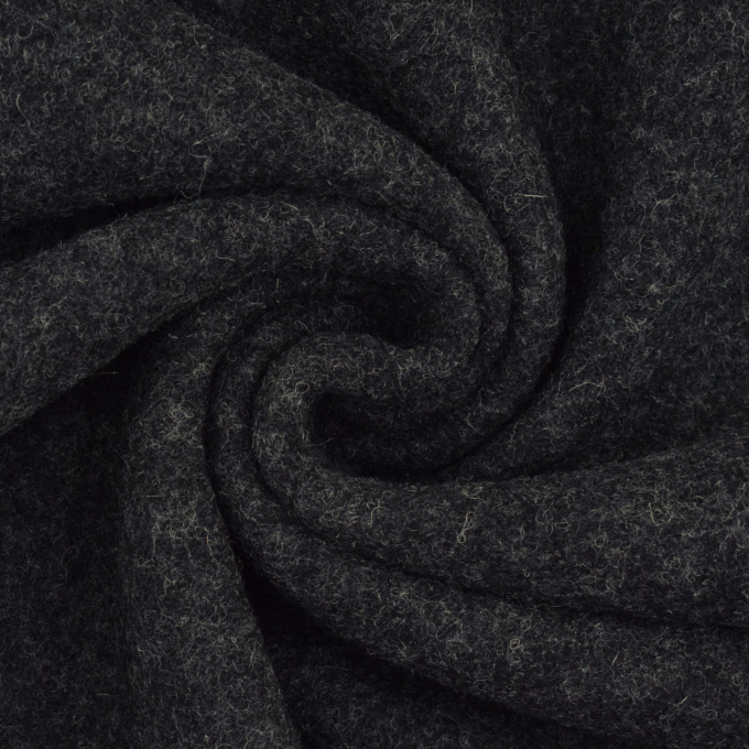 Tissu loden id. laine bouillie, noir chiné