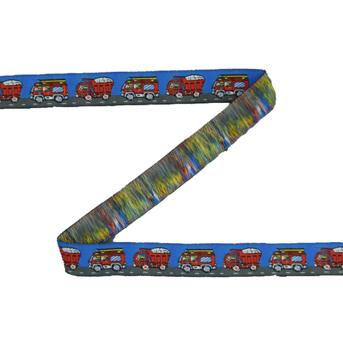 Ruban tissu tissé, 1,7cm, Engin de chantier & ambulance, vert