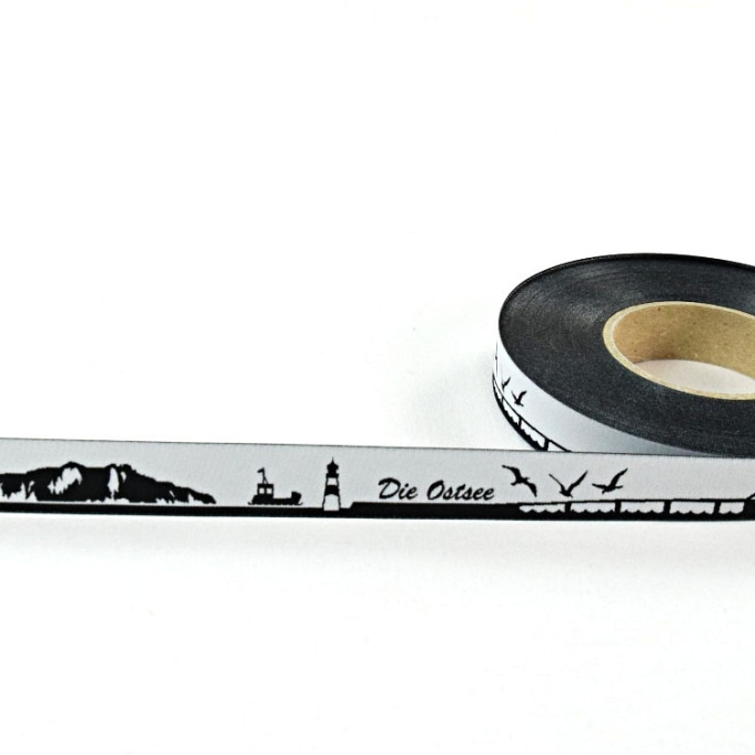 Woven ribbon My home skyline THE BALTIC SEA black / white