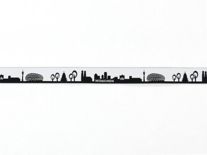 Woven ribbon My home skyline MUNICH black / white