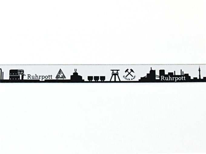 Geweven band Mijn thuis skyline RUHRPOTT zwart / wit