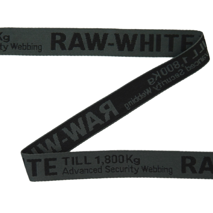Ruban tissu tissé, 2,5cm, bande de tissu, Raw-White, gris foncé