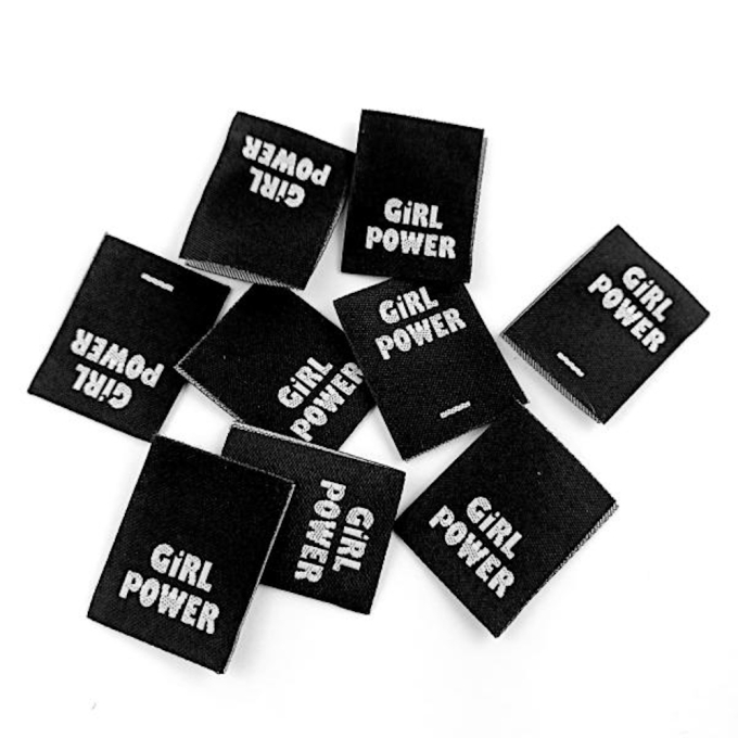 Étiquette vêtement à coudre Girl Power, noir
