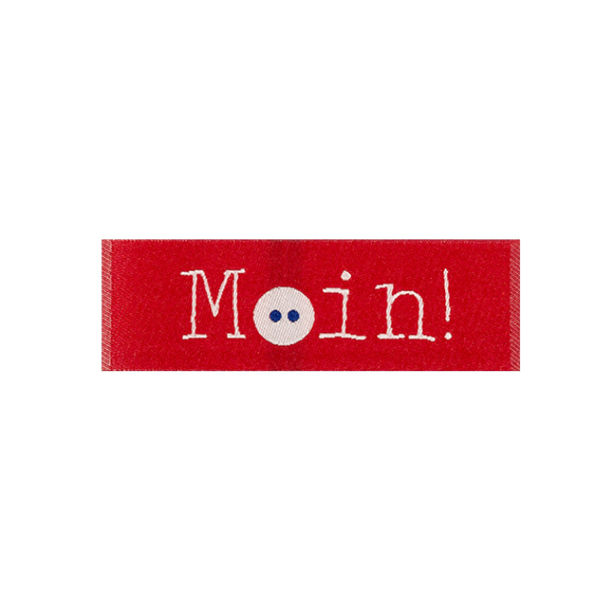 Woven label Moin!, red