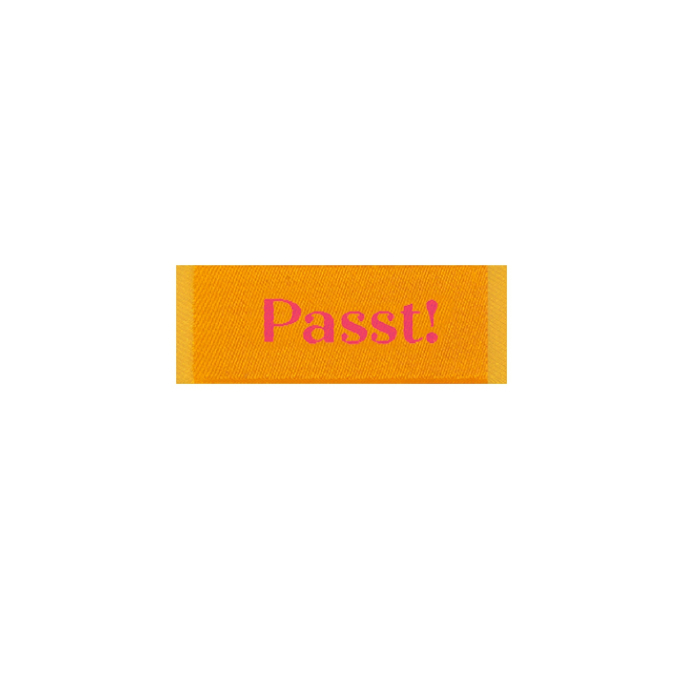 Étiquette vêtement Passt!, orange