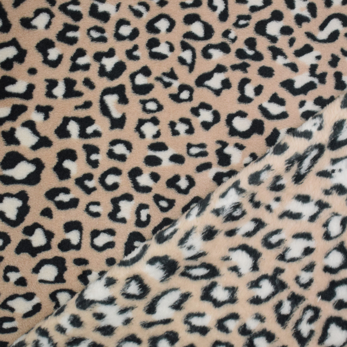 Tissu polaire doux wellness Animal Print, beige