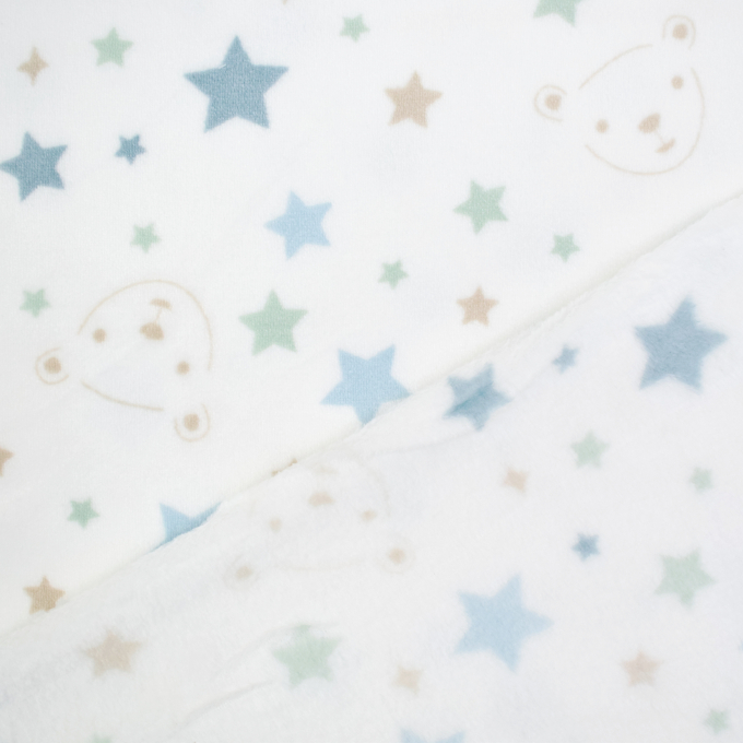 Tissu polaire doux wellness Bear and Stars, blanc cassé