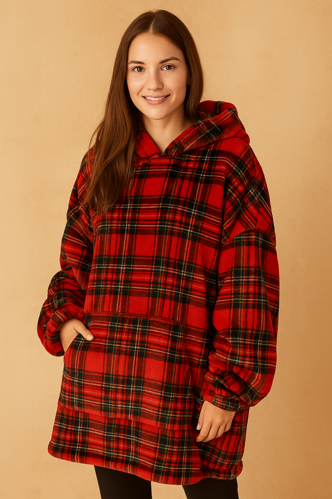 Wellnessfleece Check, rood