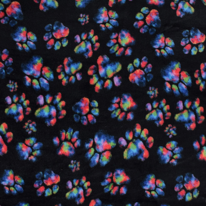 Tissu polaire doux wellness Color Paws, noir