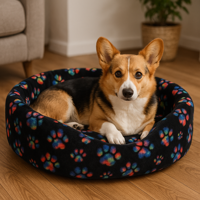 Tissu polaire doux wellness Color Paws, noir