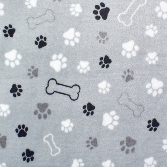 Tissu polaire doux wellness Chiens Dogs, gris clair