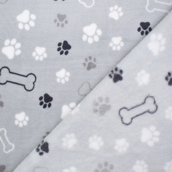 Tissu polaire doux wellness Chiens Dogs, gris clair