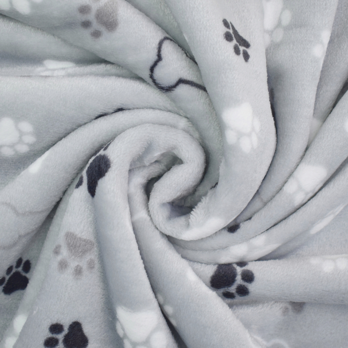 Tissu polaire doux wellness Chiens Dogs, gris clair