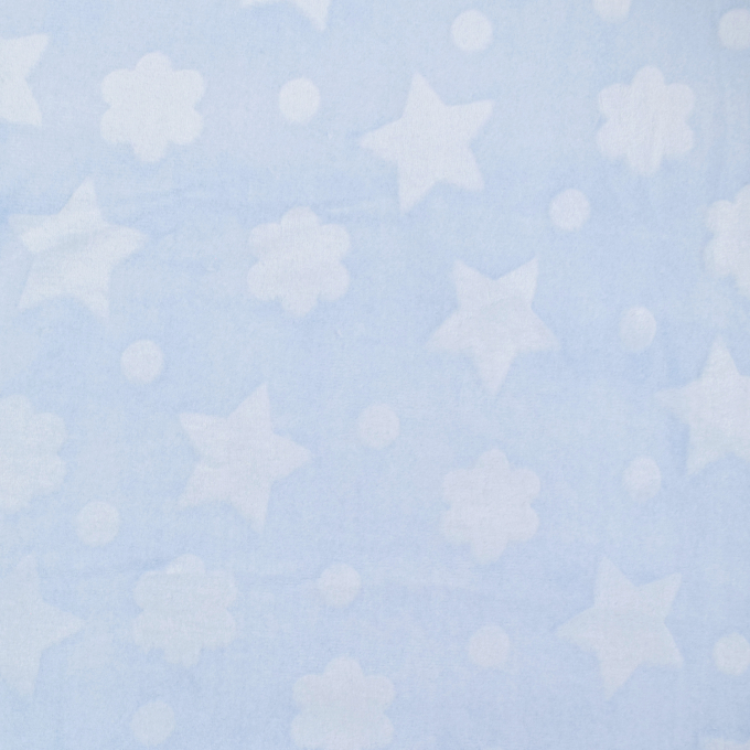 Tissu polaire doux wellness Flowers and Stars, bleu clair