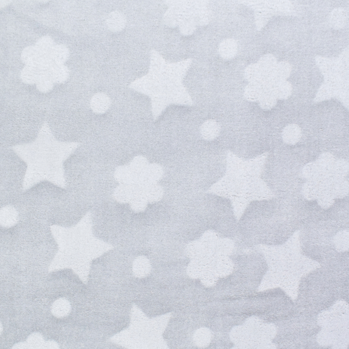 Tissu polaire doux wellness Flowers and Stars, gris clair