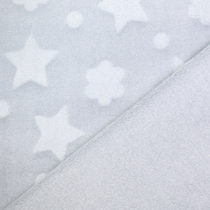 Tissu polaire doux wellness Flowers and Stars, gris clair