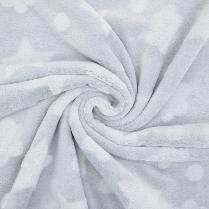 Tissu polaire doux wellness Flowers and Stars, gris clair