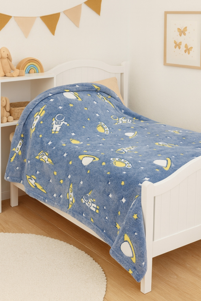 Wellnessfleece Glow in the Dark Astronaut, blau