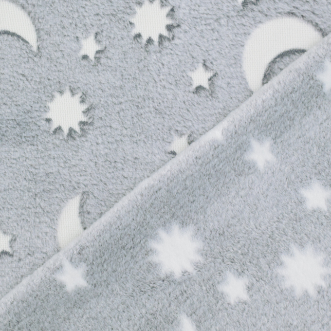 Wellnessfleece Glow in the Dark moon, light grey