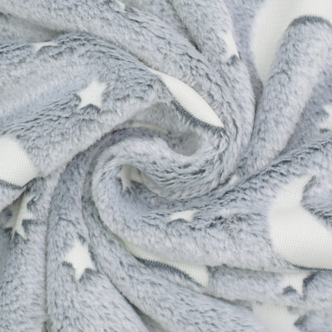 Wellnessfleece Glow in the Dark moon, light grey