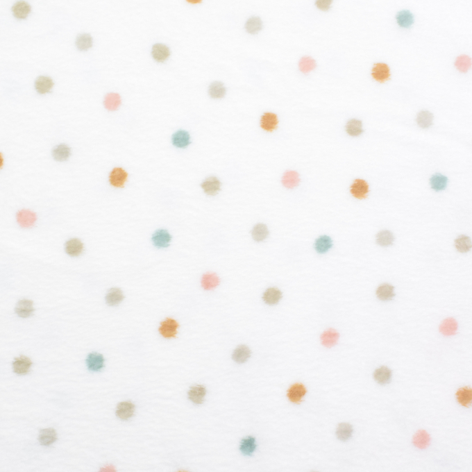 Tissu polaire doux wellness à pois Little Dots, blanc