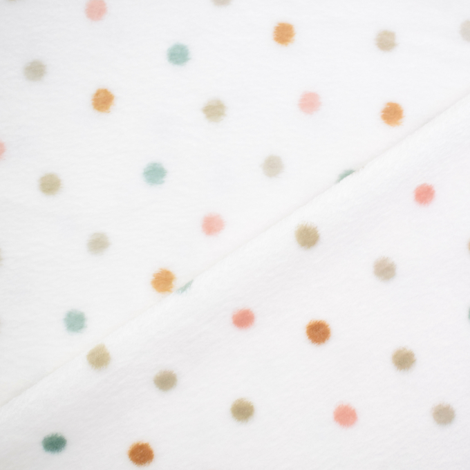Tissu polaire doux wellness à pois Little Dots, blanc