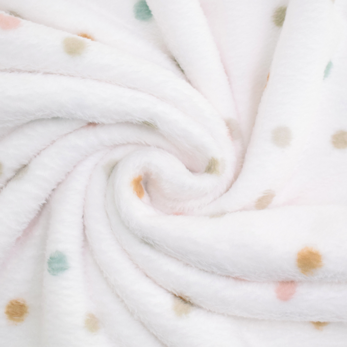 Tissu polaire doux wellness à pois Little Dots, blanc