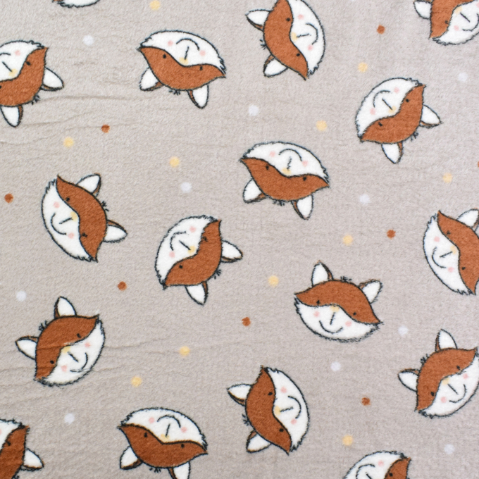 Tissu polaire doux wellness Renards Little Fox, beige
