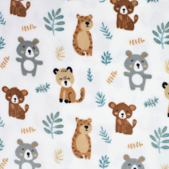Tissu polaire doux wellness Sweet Animals, blanc cassé
