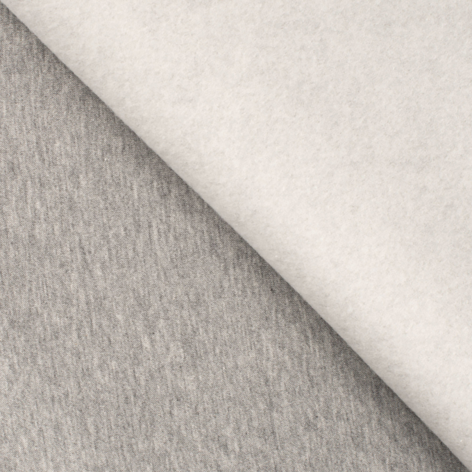 Tissu sweat molleton, gris clair chiné