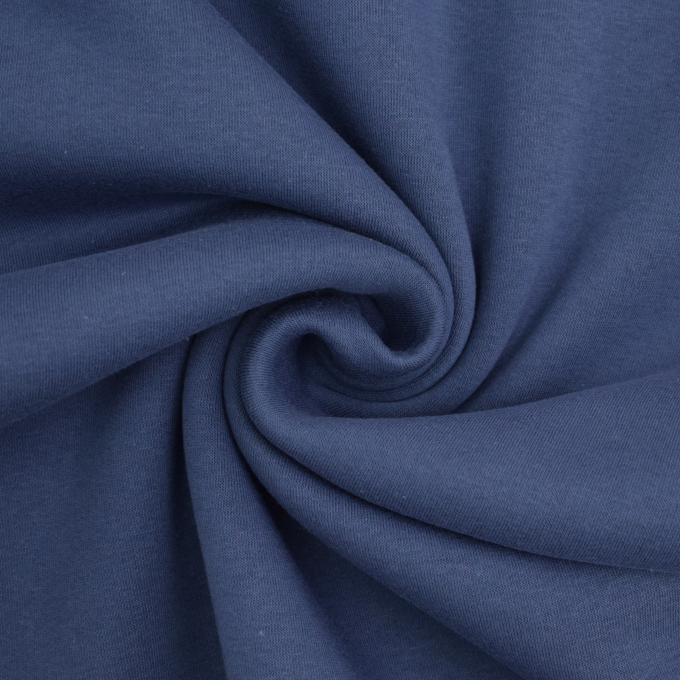 Tissu sweat molleton, bleu denim