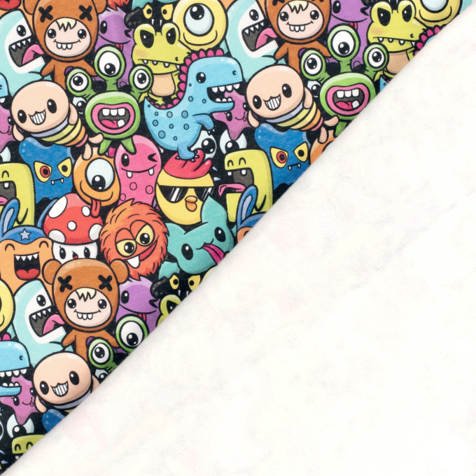 Tissu sweat molleton Petits monstres Little Monsters, multicolore