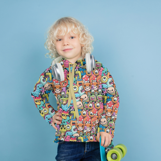 Tissu sweat molleton Petits monstres Little Monsters, multicolore