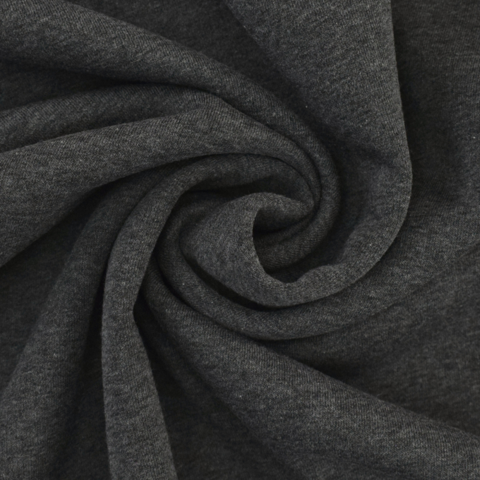 Tissu sweat molleton uni, anthracite chiné
