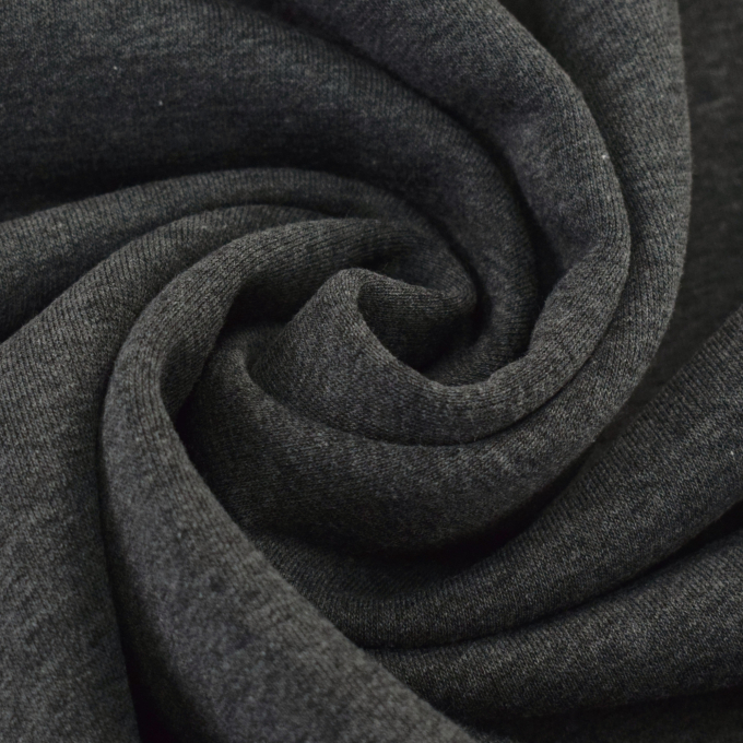 Tissu sweat molleton uni, anthracite chiné