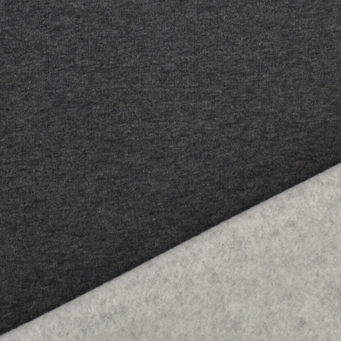 Tissu sweat molleton uni, anthracite chiné