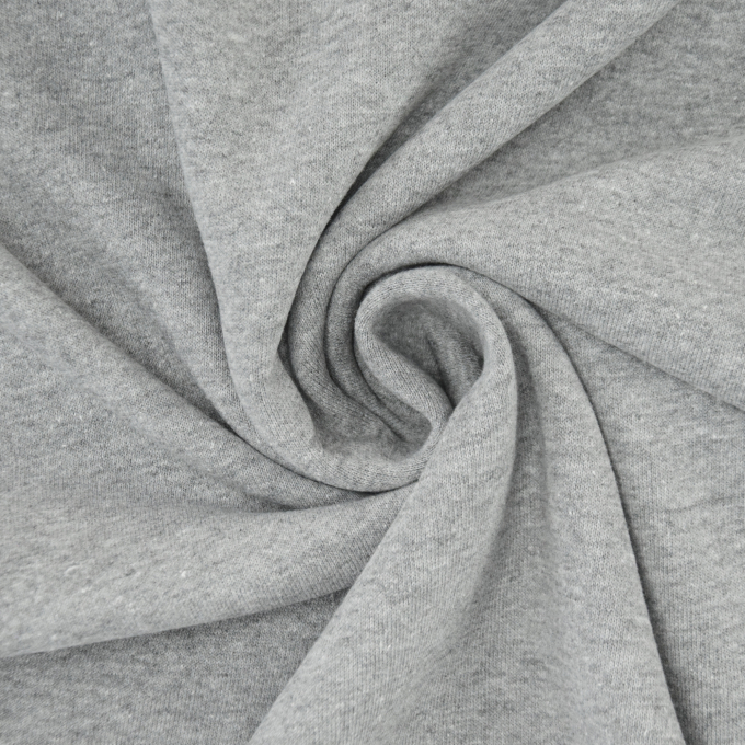 Tissu sweat molleton chaud recyclé, gris clair chiné