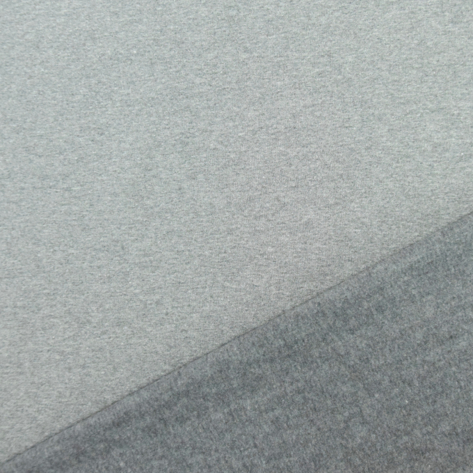 Tissu sweat molleton chaud recyclé, gris clair chiné