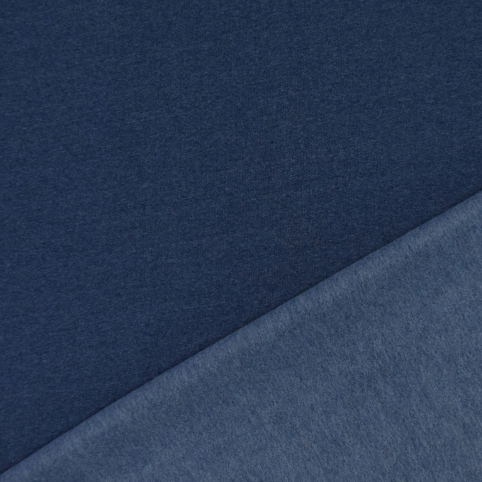 Tissu sweat molleton chaud recyclé, bleu denim chiné