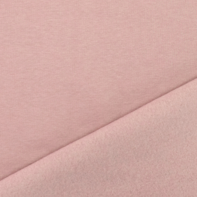 Tissu sweat molleton uni, vieux rose millennial