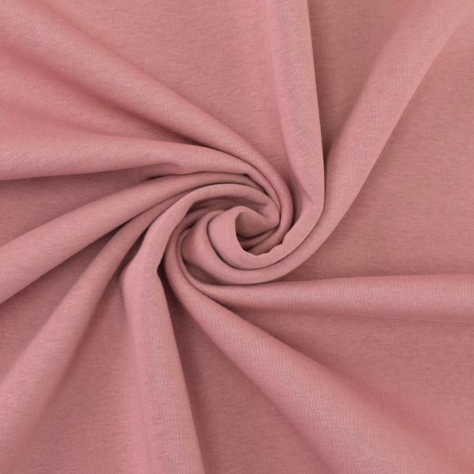 Tissu sweat molleton uni, rose pâle