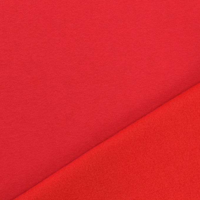 Tissu sweat molleton uni, rouge