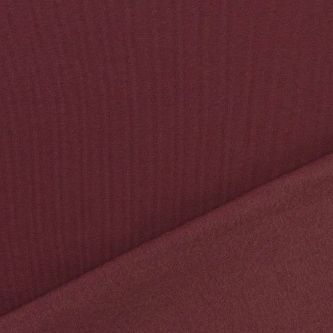 Tissu sweat molleton uni, rouge de vin