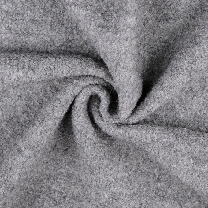 Tissu lainage bouclette, gris clair chiné